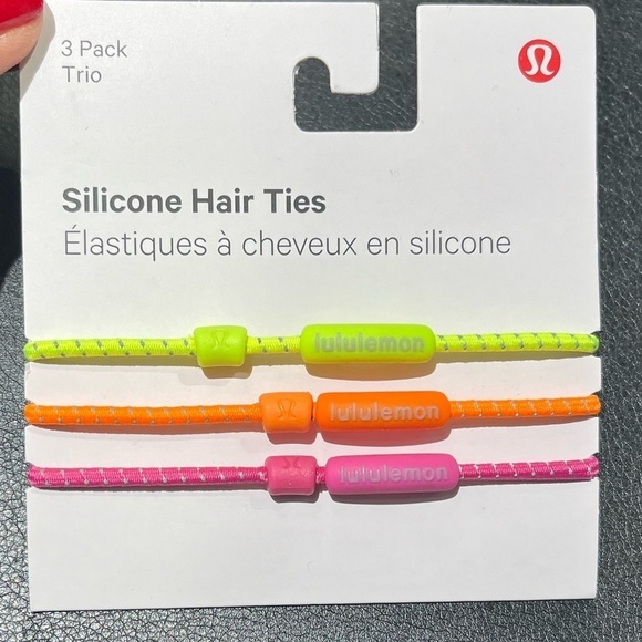 Lululemon Hair Bands 3 Pack Silicone Hair Ties NWT Magenta Multicolor - Picture 3 of 5